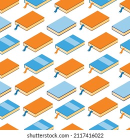 Seamless pattern. Business and Technology. The workplace and the computer. Seamless abstract pattern. Supplies for study and work.Books,laptop,computer,notebooks for work and study