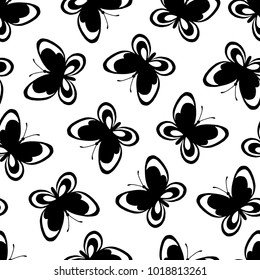 Seamless pattern with butterflies.