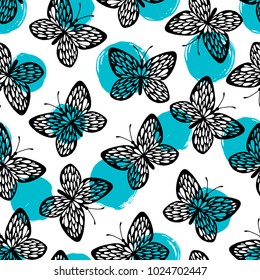 Seamless pattern with butterflies.