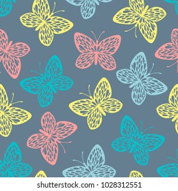 Seamless pattern with butterflies.