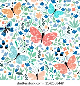 Seamless pattern with butterflies