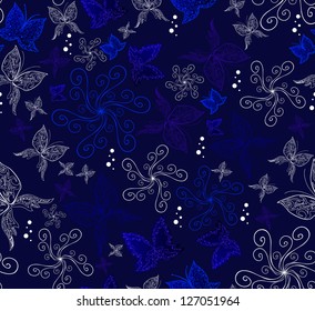 Seamless pattern with the butterflies