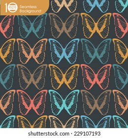 Seamless pattern of butterflies.