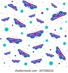 Seamless pattern with butterflies. 