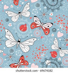 seamless pattern with butterflies
