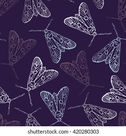 Seamless pattern with butterflies. Abstract vector background with insects. Moth.