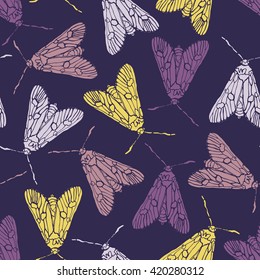 Seamless pattern with butterflies. Abstract vector background with insects. Moth.
