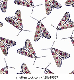 Seamless pattern with butterflies. Abstract vector background with insects. Moth.