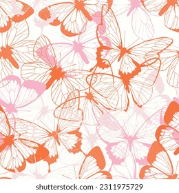 Seamless pattern with butterflies. Bright vector pattern for summer projects. Vector illustration with butterflies. 