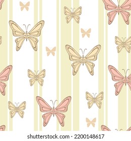 Seamless pattern with butterflies. Butterfly background. Vector illustration. Design for web, wallpaper, wrapping, textile, print, fabric, fashion. 