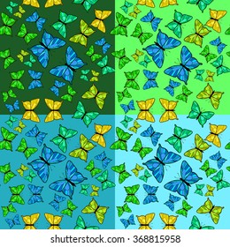 Seamless pattern of butterflies in color.