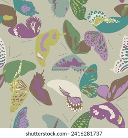 Seamless pattern. Butterflies. Color print.