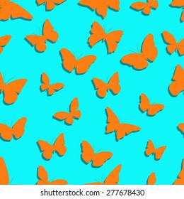 Seamless pattern of butterflies. Colored vector illustration.