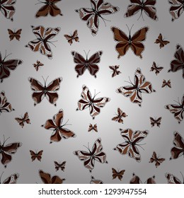 Seamless pattern with butterflies. Colorful background for spring and summer design. Vector colored endless texture. Hand-drawn illustration.