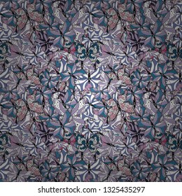 Seamless pattern with butterflies. Colorful background for spring and summer design. Vector colored endless texture. Hand-drawn illustration.