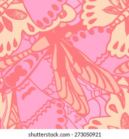 Seamless pattern with butterflies. Colorful background for spring and summer. Bright stylish print for textile or web usage.