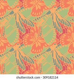 Seamless pattern with butterflies. Colorful background for spring and summer. Bright stylish print for textile or web usage.