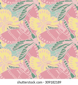 Seamless pattern with butterflies. Colorful background for spring and summer. Bright stylish print for textile or web usage.