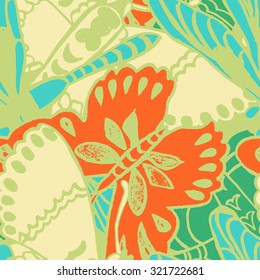 Seamless pattern with butterflies. Colorful background for spring and summer. Bright stylish print for textile or web usage.