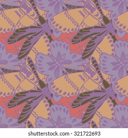 Seamless pattern with butterflies. Colorful background for spring and summer. Bright stylish print for textile or web usage.
