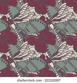 Seamless pattern with butterflies. Colorful background for spring and summer. Bright stylish print for textile or web usage.