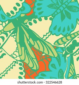 Seamless pattern with butterflies. Colorful background for spring and summer. Bright stylish print for textile or web usage.