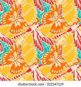 Seamless pattern with butterflies. Colorful background for spring and summer. Bright stylish print for textile or web usage.