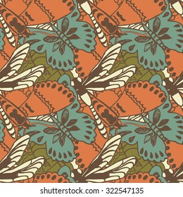 Seamless pattern with butterflies. Colorful background for spring and summer. Bright stylish print for textile or web usage.