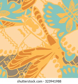 Seamless pattern with butterflies. Colorful background for spring and summer. Bright stylish print for textile or web usage.