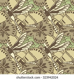 Seamless pattern with butterflies. Colorful background for spring and summer. Bright stylish print for textile or web usage.
