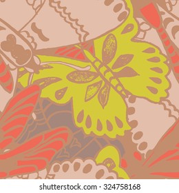 Seamless pattern with butterflies. Colorful background for spring and summer. Bright stylish print for textile or web usage.
