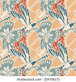 Seamless pattern with butterflies. Colorful background for spring and summer. Bright stylish print for textile or web usage.