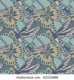 Seamless pattern with butterflies. Colorful background for spring and summer. Bright stylish print for textile or web usage.