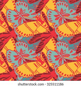 Seamless pattern with butterflies. Colorful background for spring and summer. Bright stylish print for textile or web usage.