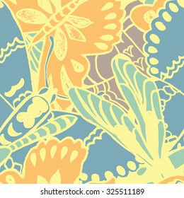 Seamless pattern with butterflies. Colorful background for spring and summer. Bright stylish print for textile or web usage.