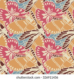Seamless pattern with butterflies. Colorful background for spring and summer. Bright stylish print for textile or web usage.