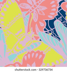 Seamless pattern with butterflies. Colorful background for spring and summer. Bright stylish print for textile or web usage.