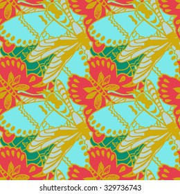 Seamless pattern with butterflies. Colorful background for spring and summer. Bright stylish print for textile or web usage.