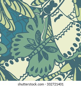 Seamless pattern with butterflies. Colorful background for spring and summer. Bright stylish print for textile or web usage.