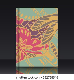 Seamless pattern with butterflies. Colorful background for spring and summer. EPS 10 vector illustration with mockup of title sheet or book cover. Can be used as background for web of applications.