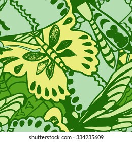 Seamless pattern with butterflies. Colorful background for spring and summer. Bright stylish print for textile or web usage.