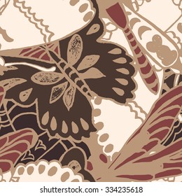 Seamless pattern with butterflies. Colorful background for spring and summer. Bright stylish print for textile or web usage.