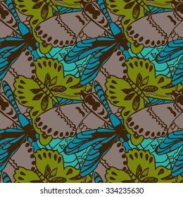 Seamless pattern with butterflies. Colorful background for spring and summer. Bright stylish print for textile or web usage.