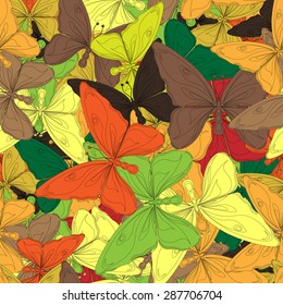 Seamless pattern with butterflies colors of autumn