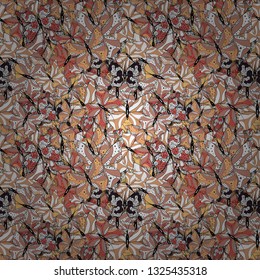 Seamless pattern with butterflies. Cute background for design of fabric, paper, wrappers and wallpaper. Pink, white and beige.