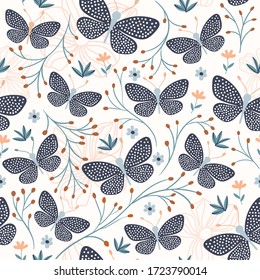 Seamless pattern with butterflies, decorative design