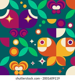 Nahtloses Muster mit Schmetterlingen für Design. Geometrisches Dekorationselement. Frühlingsblume, Vektorgrafik