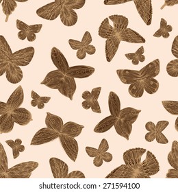 seamless pattern with butterflies of different shapes and sizes