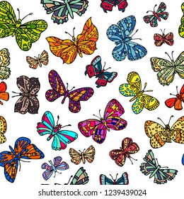 Seamless pattern with butterflies.  Endless texture for wallpaper, fill, web page background, surface texture. 