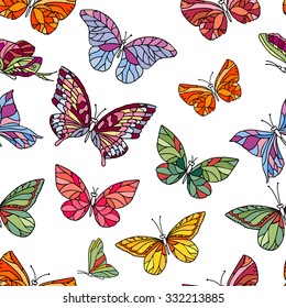 Seamless pattern with butterflies.  Endless texture for your design, announcements, postcards, posters.